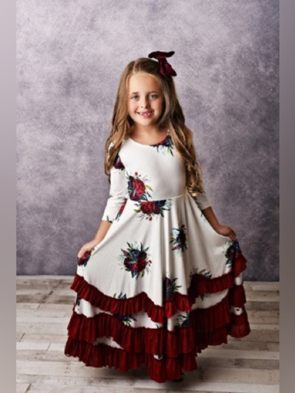 Oopsie Daisy Floral Print Long Sleeve Twirl Dress with Ruffle